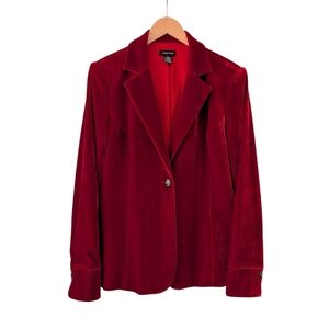 SPECIAL SALE Spense Red Velvet Velour Holiday Blazer Jewel Detail Size Large